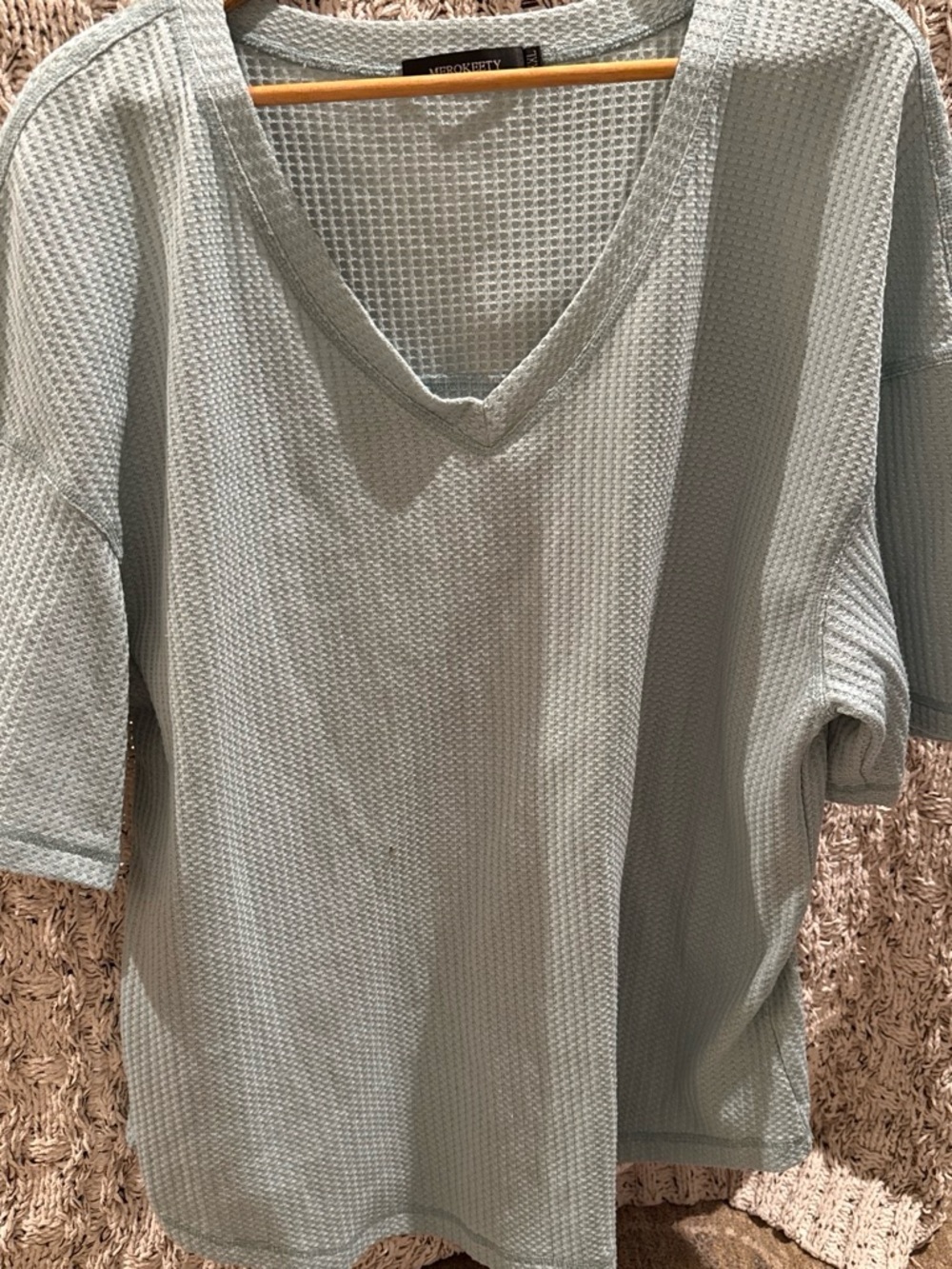 a new day Sage Green Waffle V-Neck Short Sleeve Top
